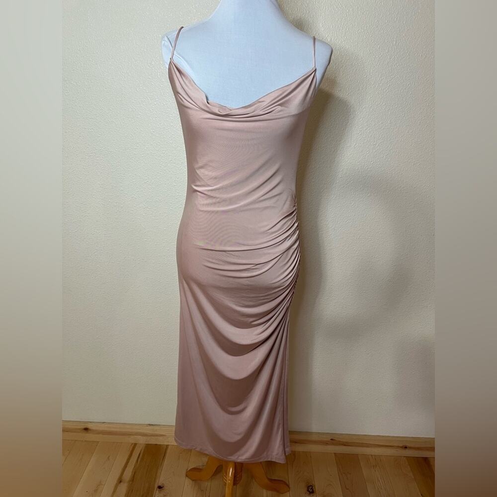 Lovers And Friends Cowl Neckline Jersey Side Ruched Midi Dress LARGE